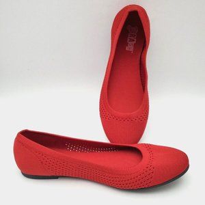 Brash Joy Red Slip-On Knit Ballet Flat Shoes Women's Size 6